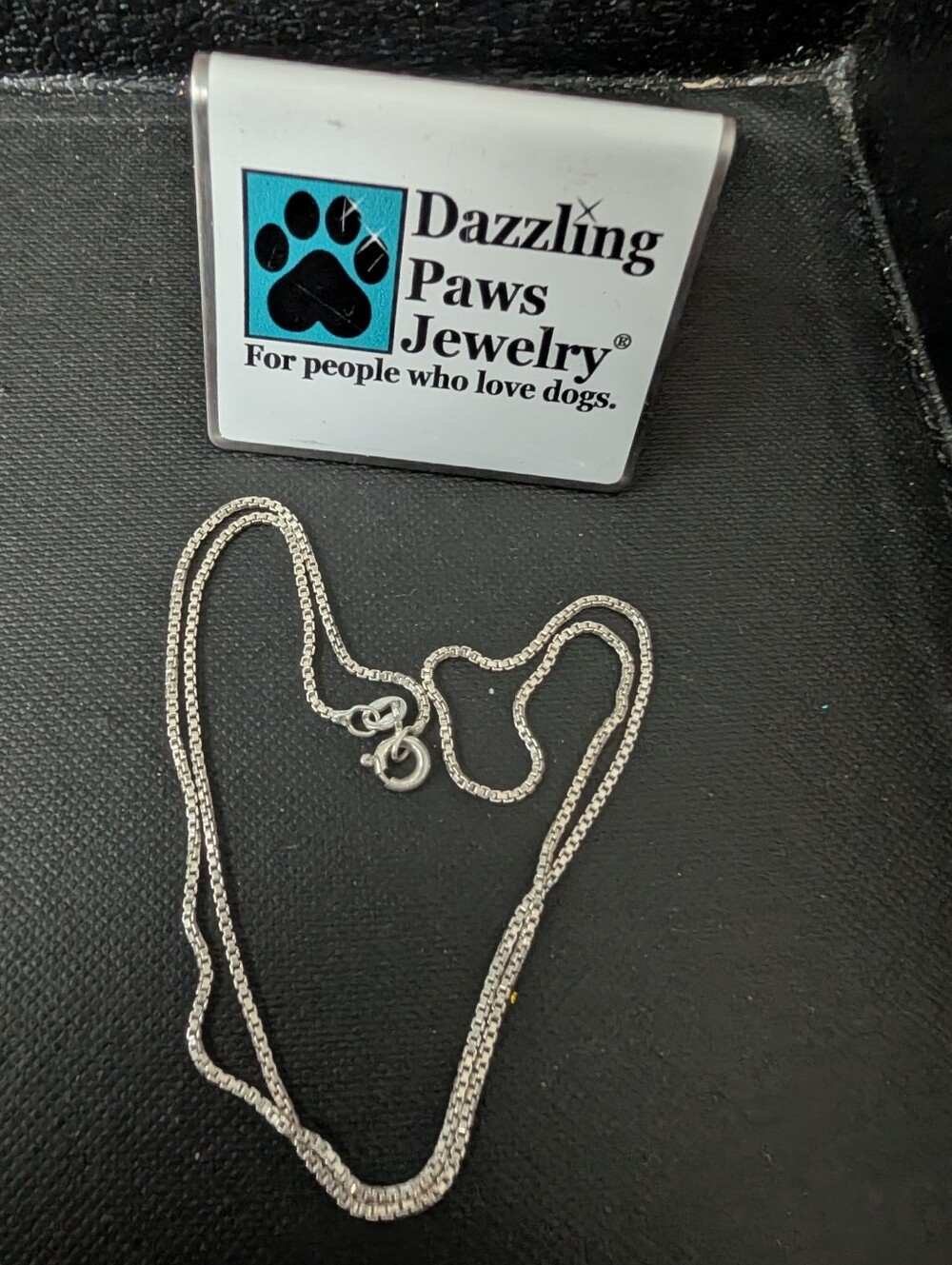 Dazzling Paws 18" Sterling Silver Box Chain Necklace 1.3mm 925 Silver